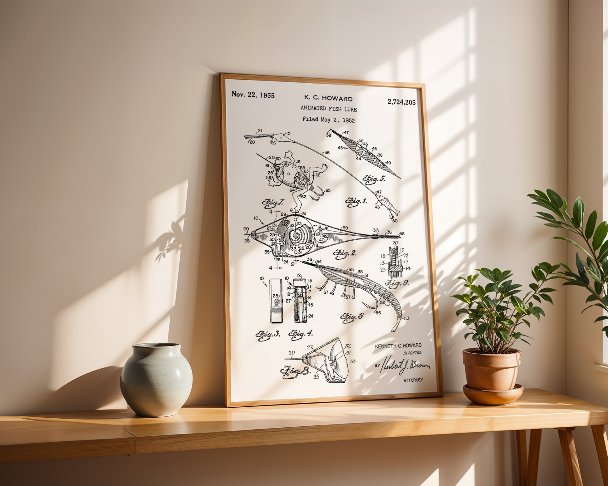 Animated Fish Lure 1955 Patent Poster - GroovyGrove