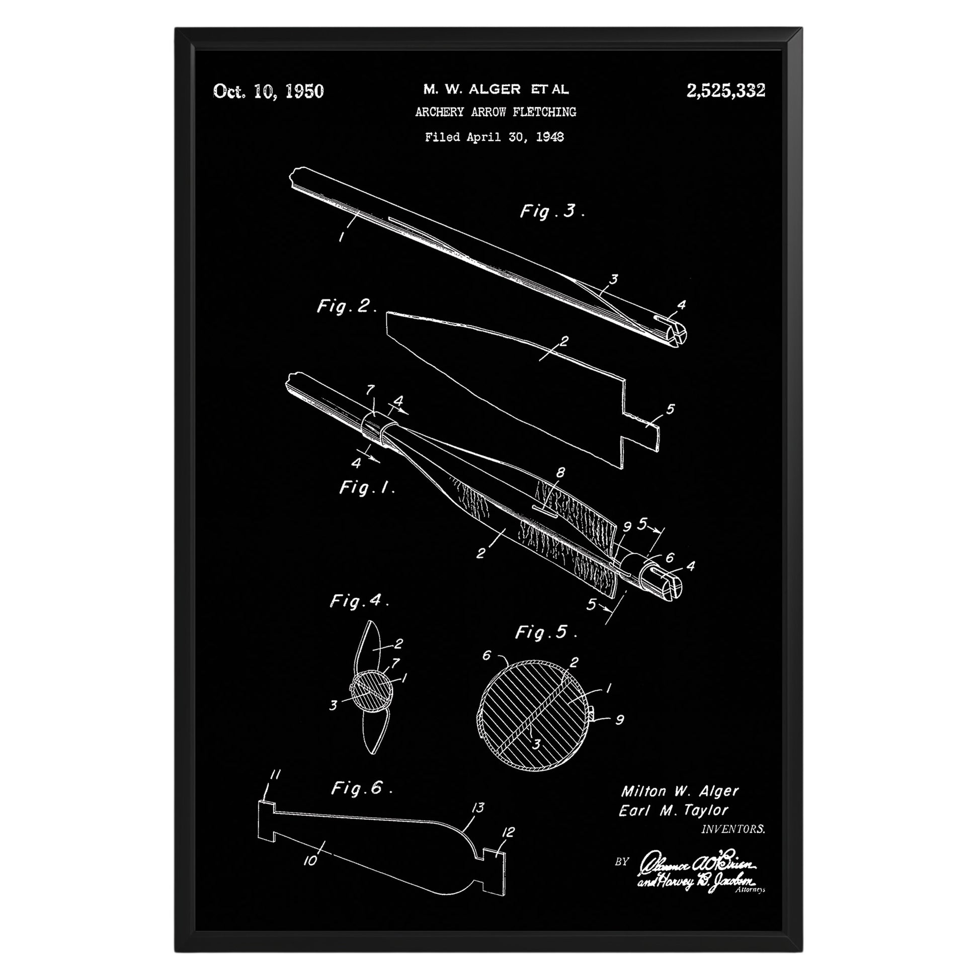 Archery Arrow Fletching 1950 Patent Poster - GroovyGrove