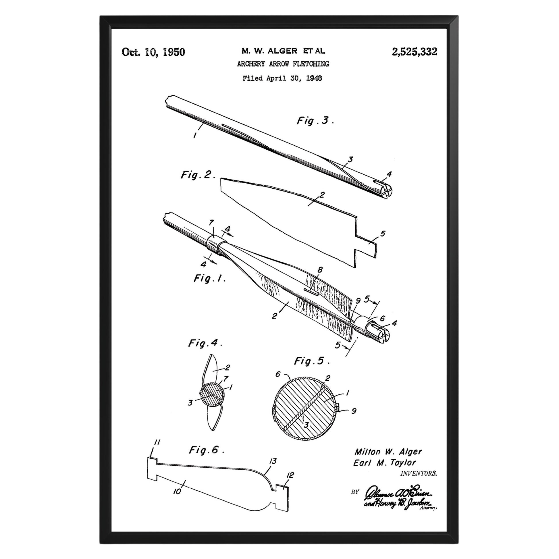 Archery Arrow Fletching 1950 Patent Poster - GroovyGrove