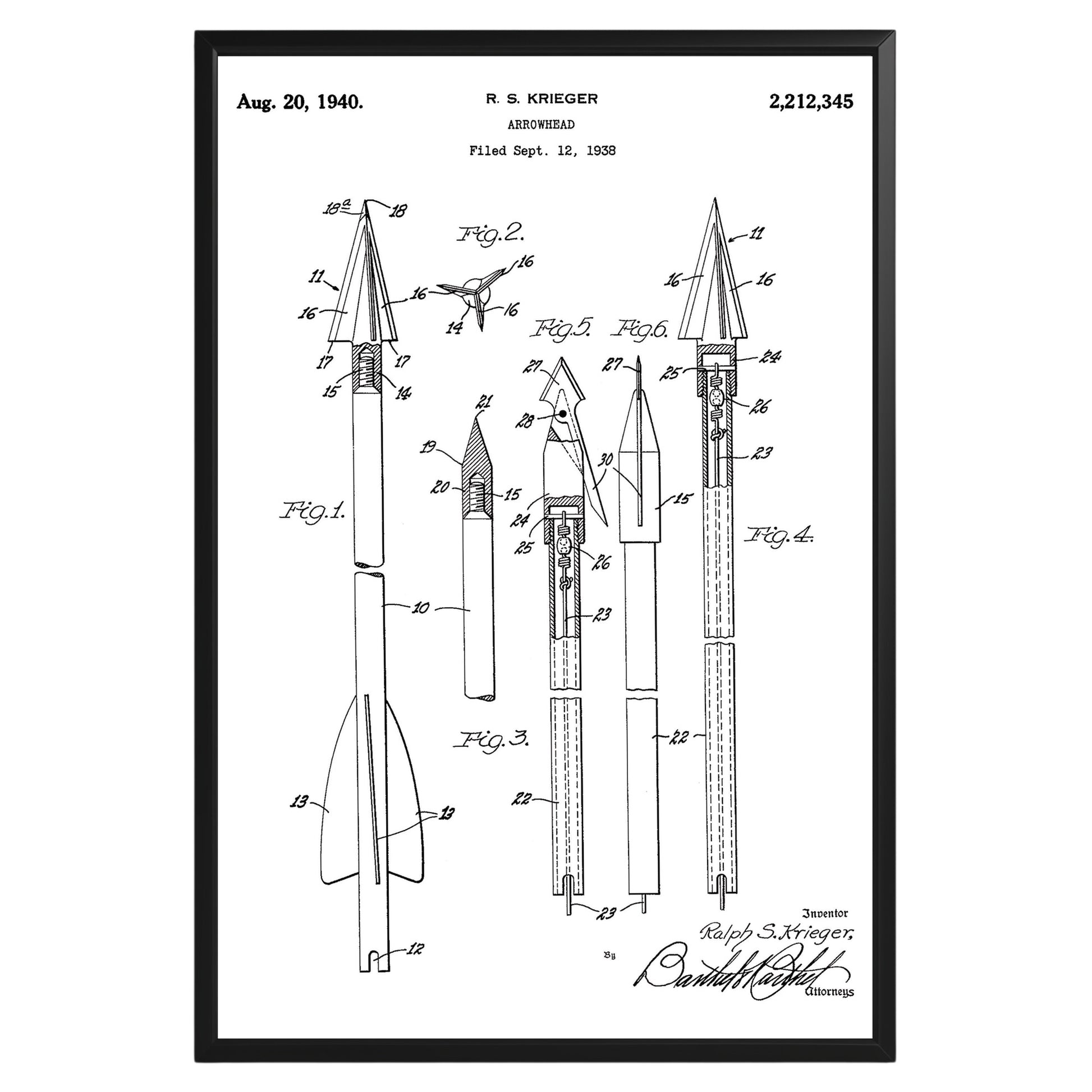 Archery Arrowhead 1940 Patent Poster - GroovyGrove