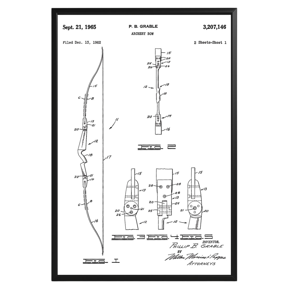 Archery Bow 1965 Patent Poster - GroovyGrove