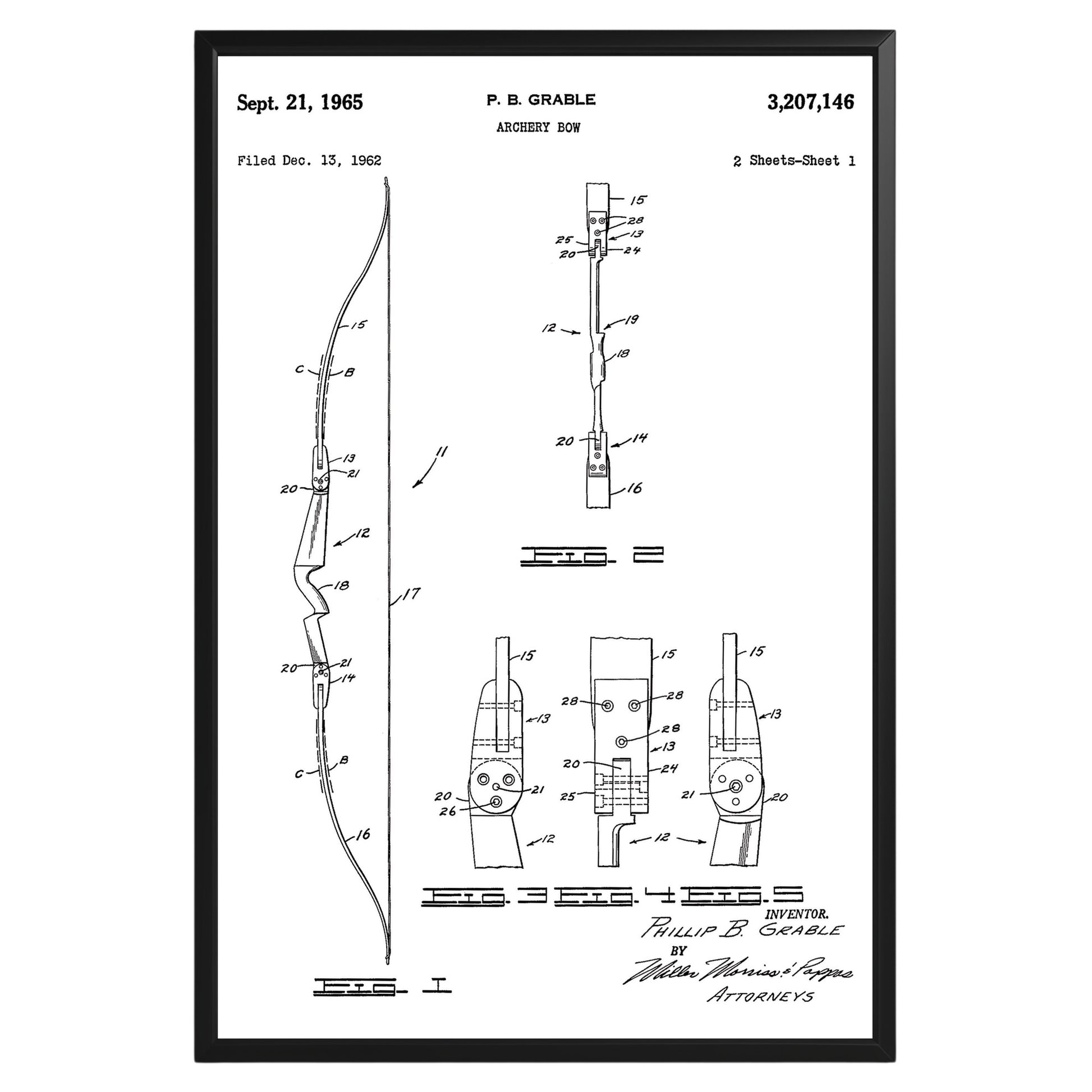 Archery Bow 1965 Patent Poster - GroovyGrove