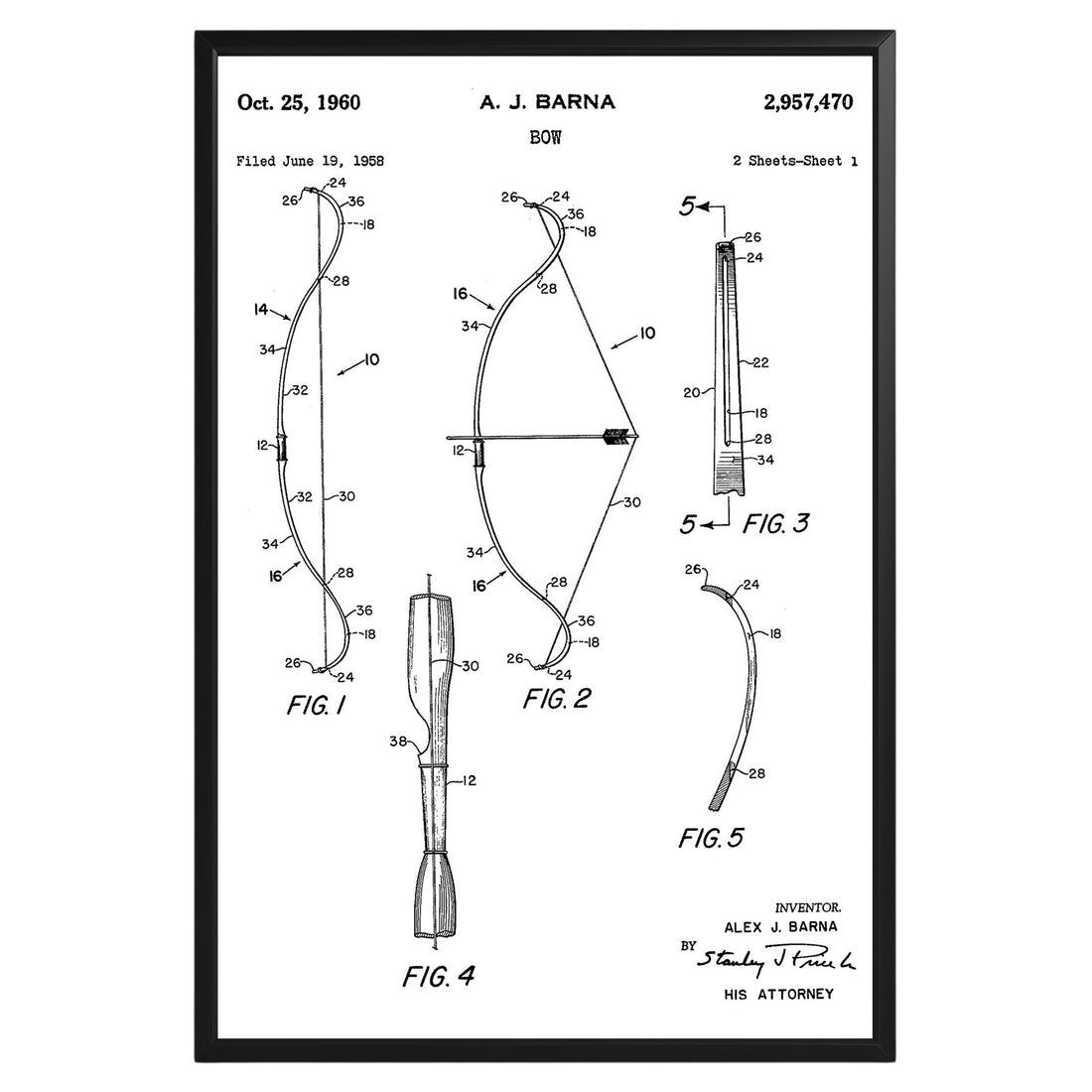 Archery Bow 1960 Patent Poster - GroovyGrove