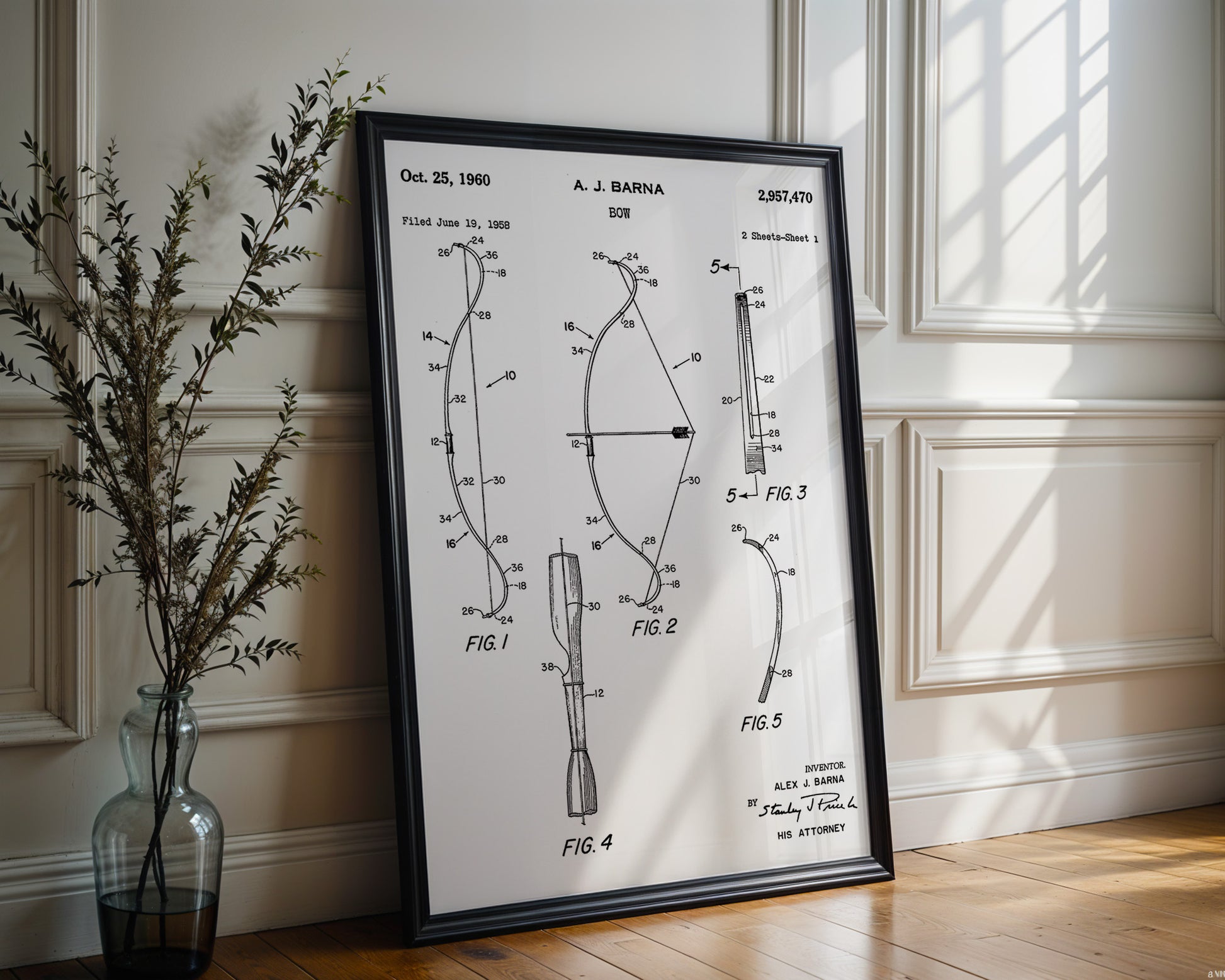 Archery Bow 1960 Patent Poster - GroovyGrove