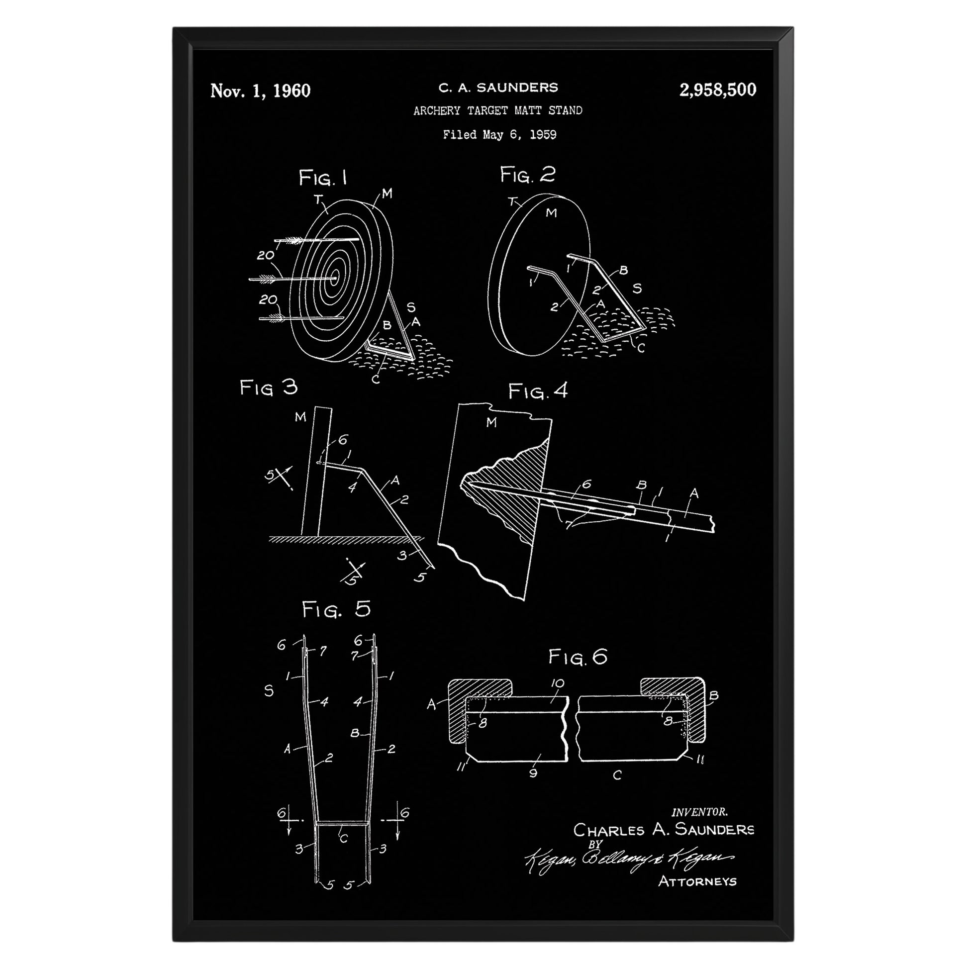 Archery Target Matt Stand 1960 Patent Poster - GroovyGrove