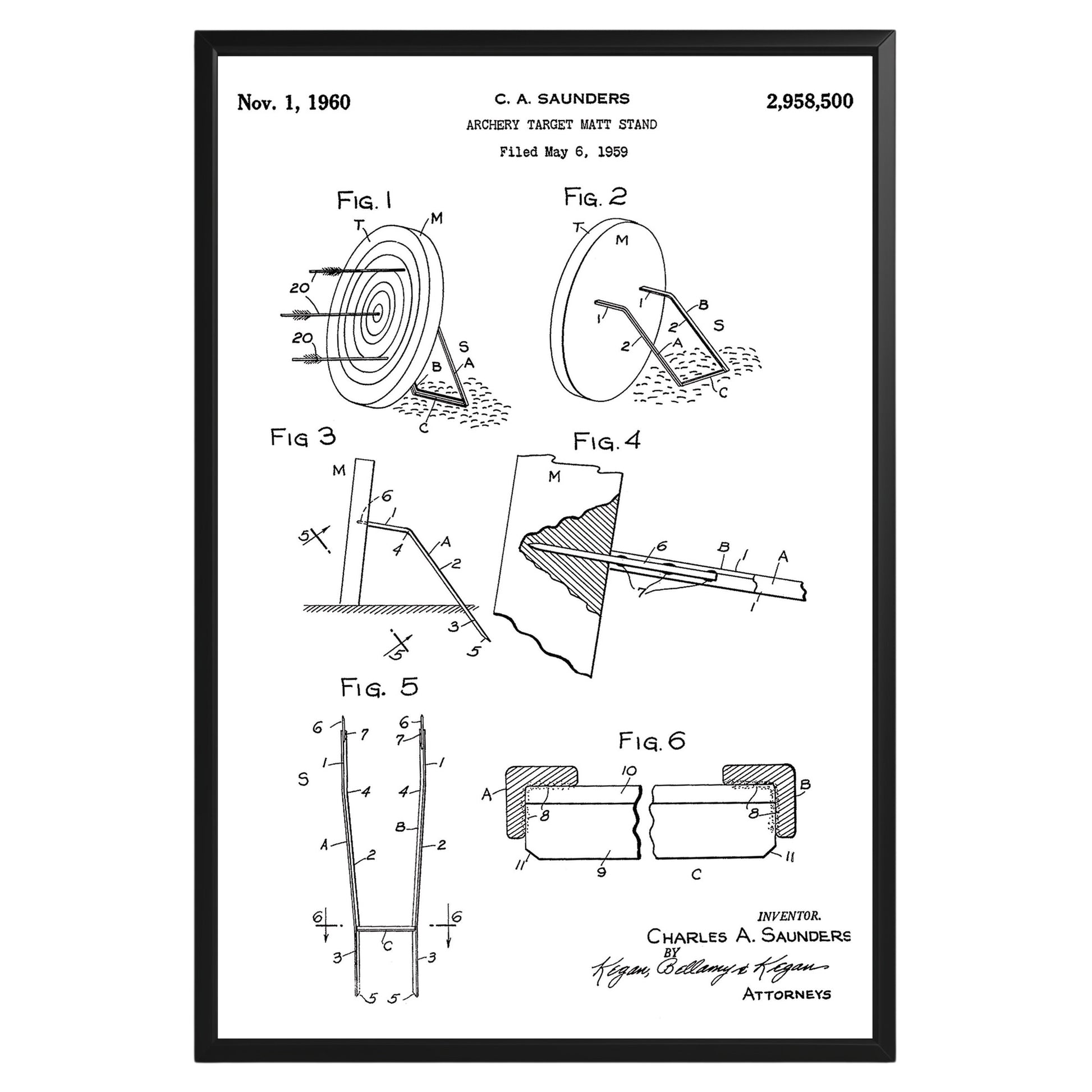 Archery Target Matt Stand 1960 Patent Poster - GroovyGrove