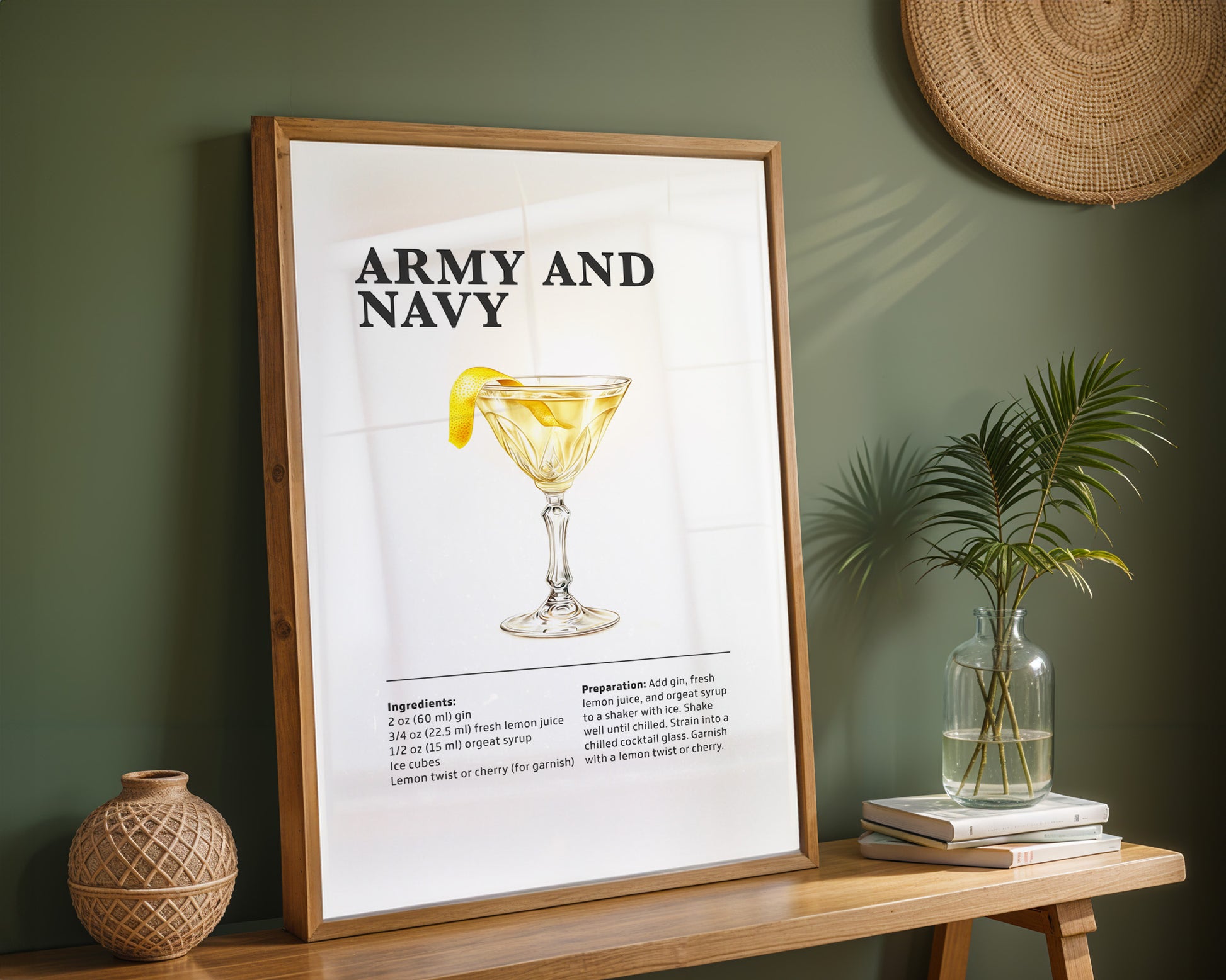 Army and Navy Cocktail Recipe Poster - GroovyGrove