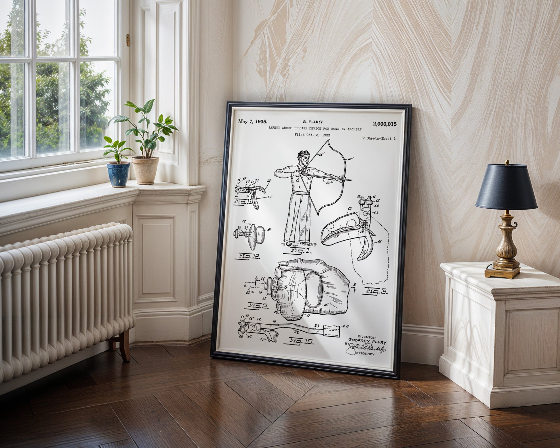 Arrow Release for Archery Bow 1935 Patent Poster - GroovyGrove