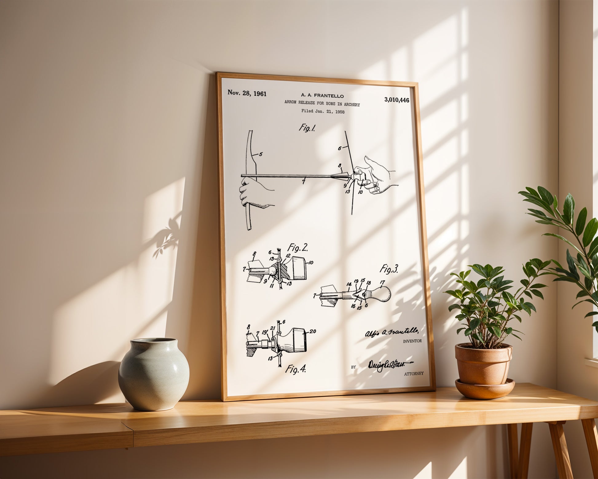 Arrow Release for Bow 1961 Patent Poster - GroovyGrove