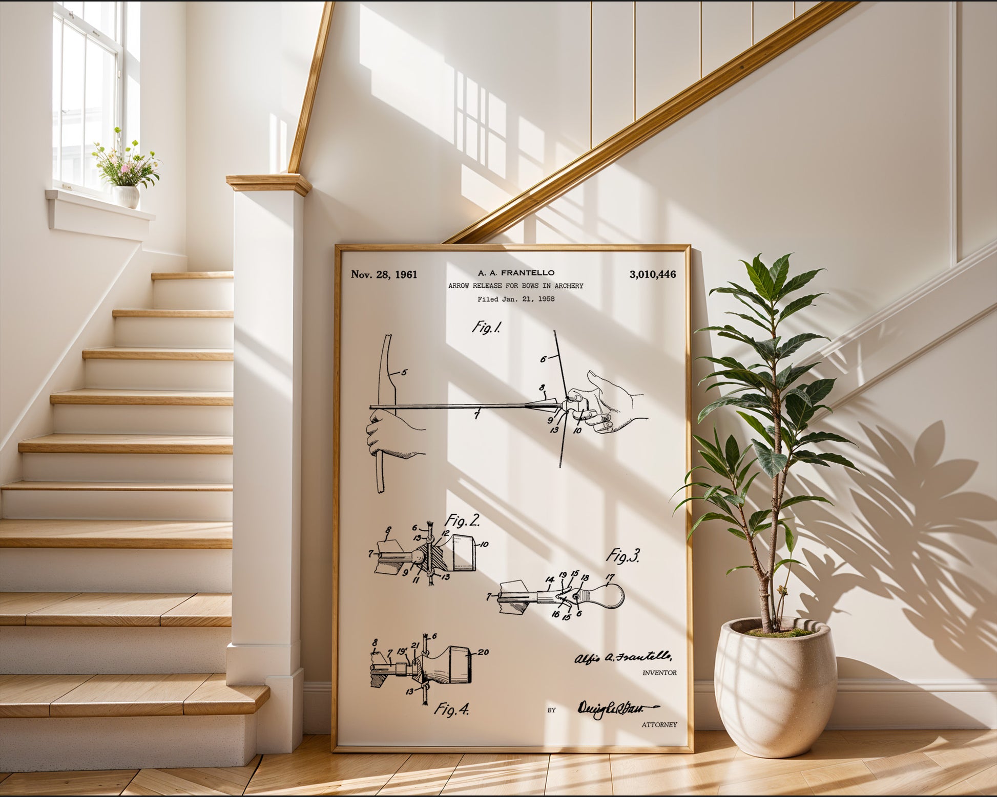 Arrow Release for Bow 1961 Patent Poster - GroovyGrove