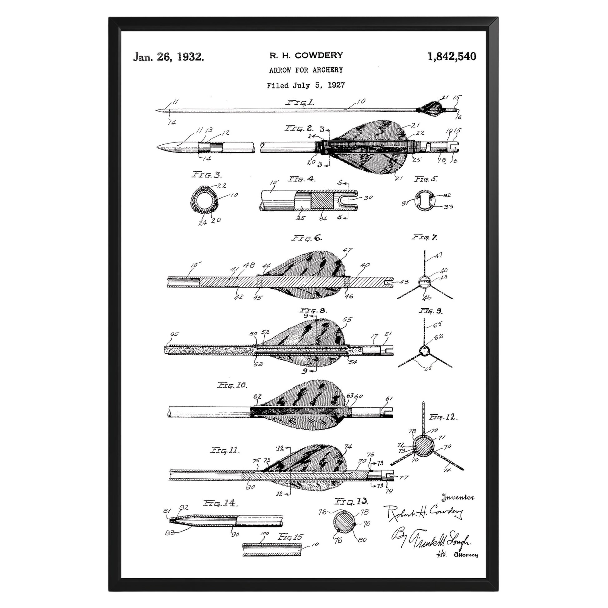 Arrow for Archery 1932 Patent Poster - GroovyGrove