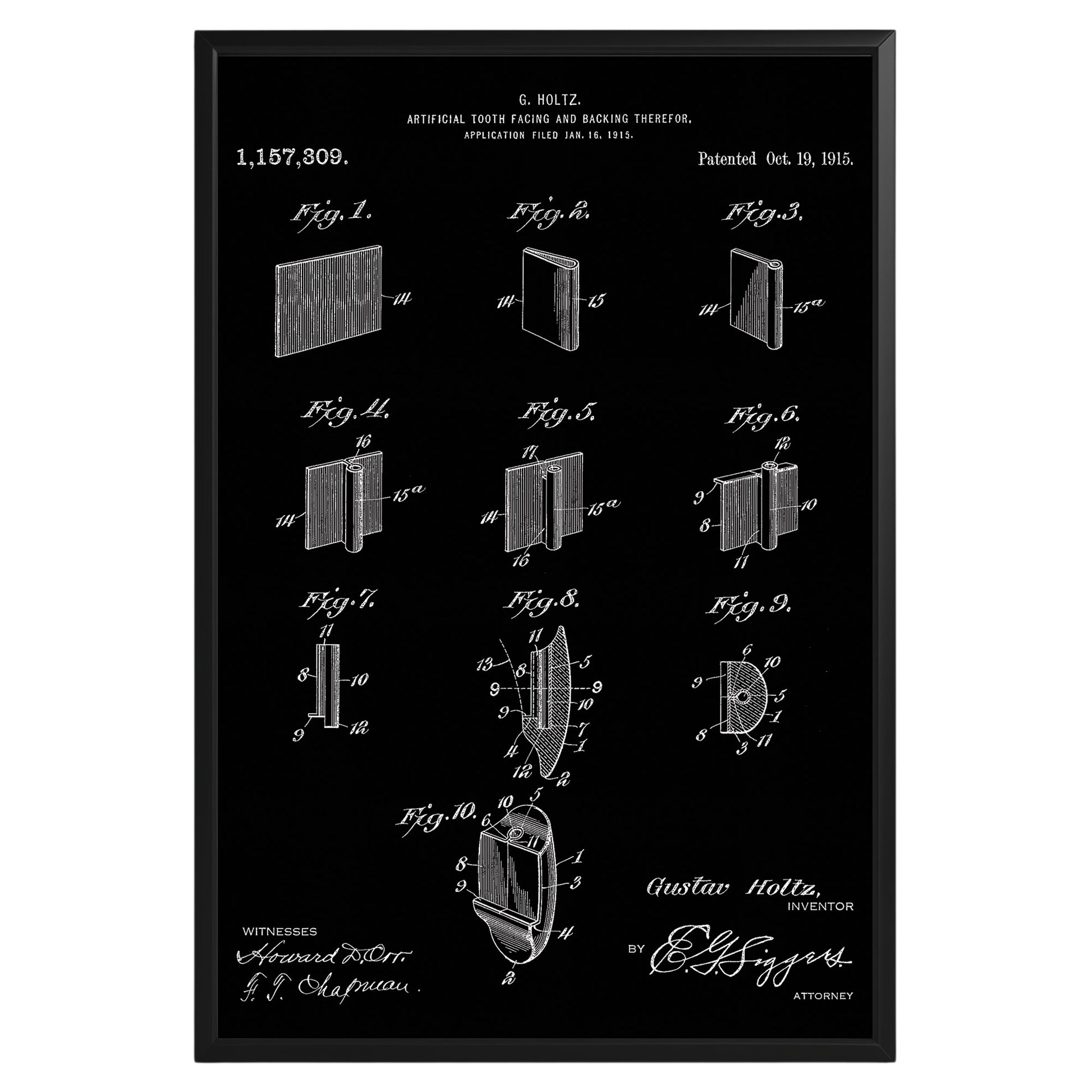 Artificial Tooth 1915 Patent Poster - GroovyGrove