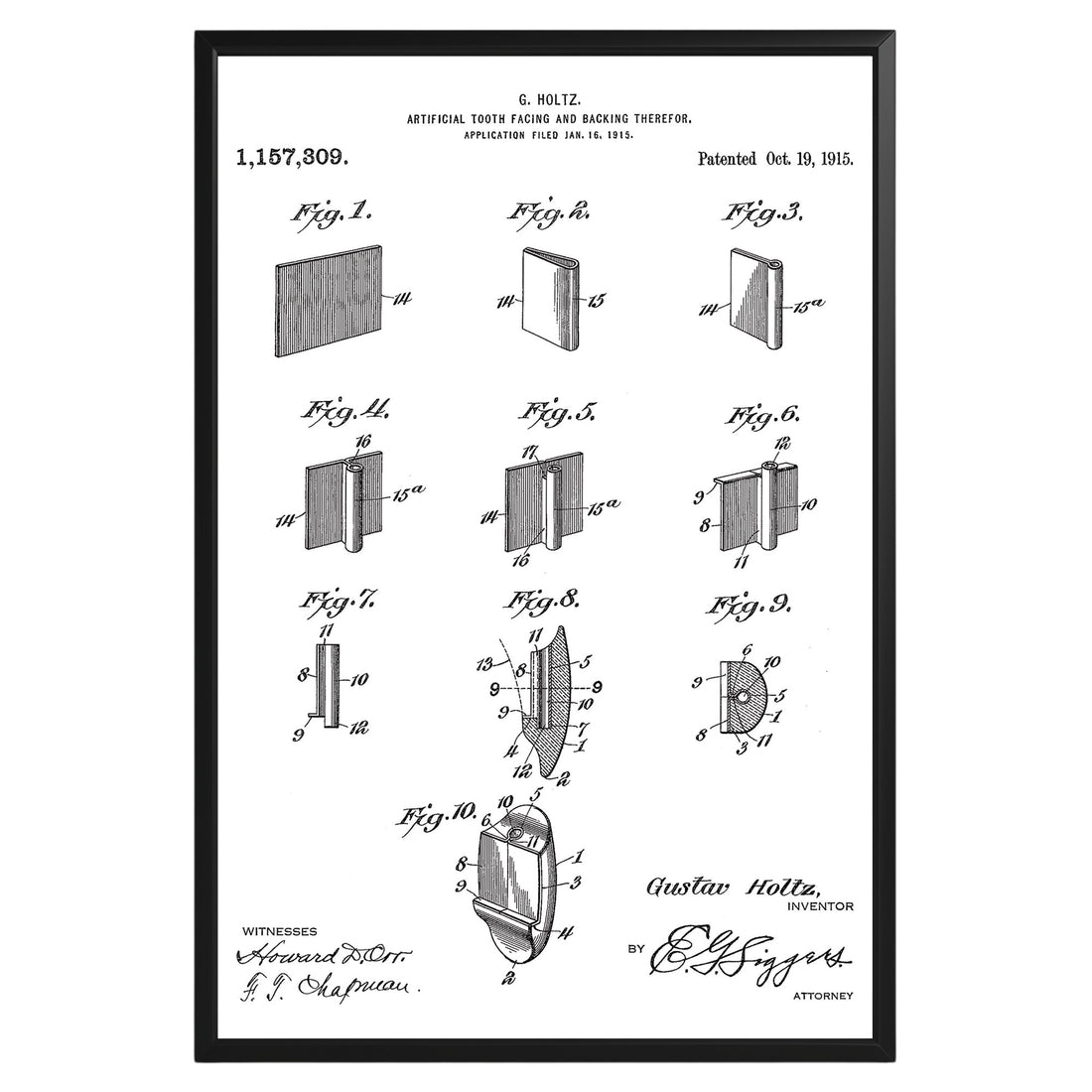 Artificial Tooth 1915 Patent Poster - GroovyGrove