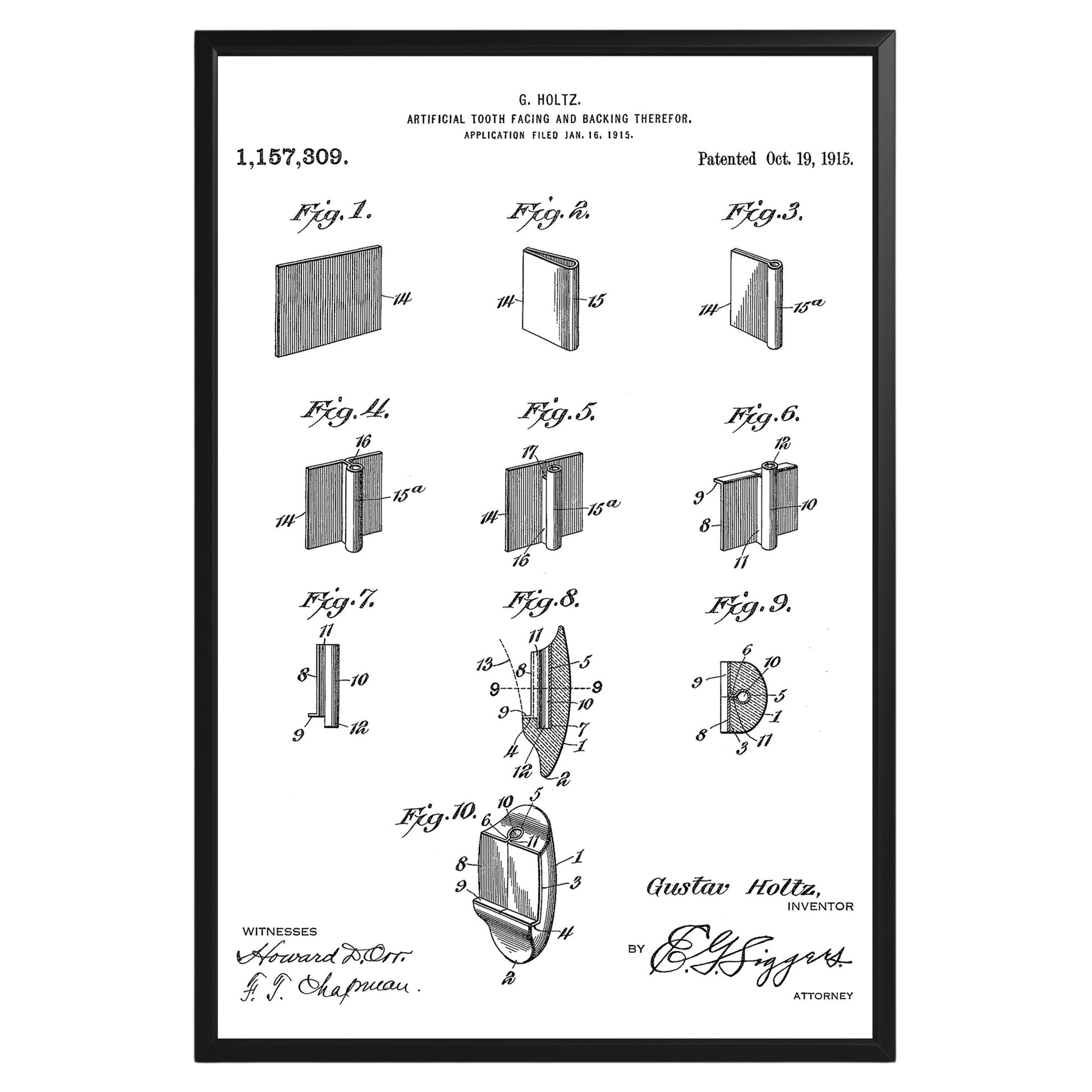 Artificial Tooth 1915 Patent Poster - GroovyGrove