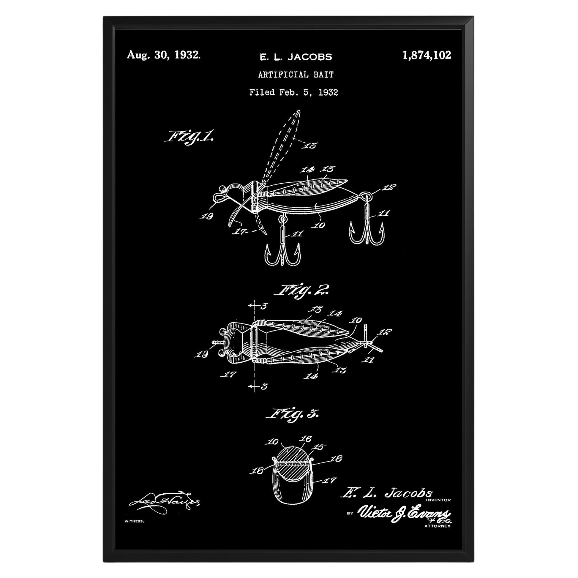 Artificial Bait 1932 Patent Poster - GroovyGrove