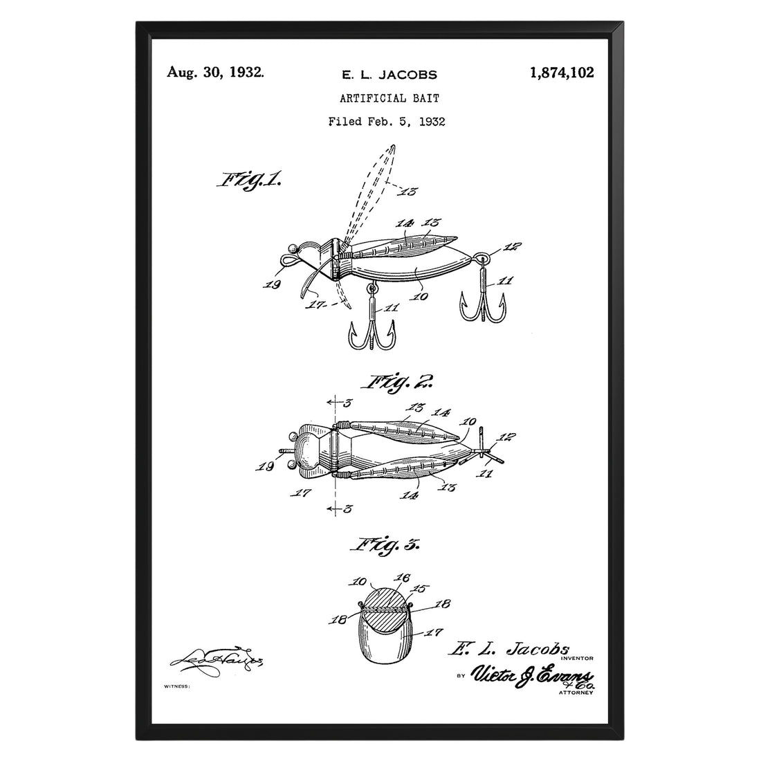 Artificial Bait 1932 Patent Poster - GroovyGrove