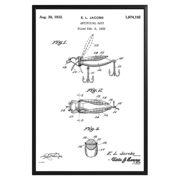 Artificial Bait 1932 Patent Poster - GroovyGrove