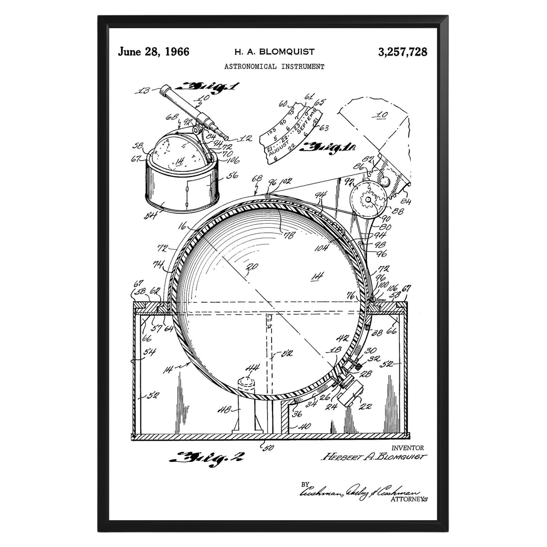 Astronomical Instrument 1966 Patent Poster - GroovyGrove