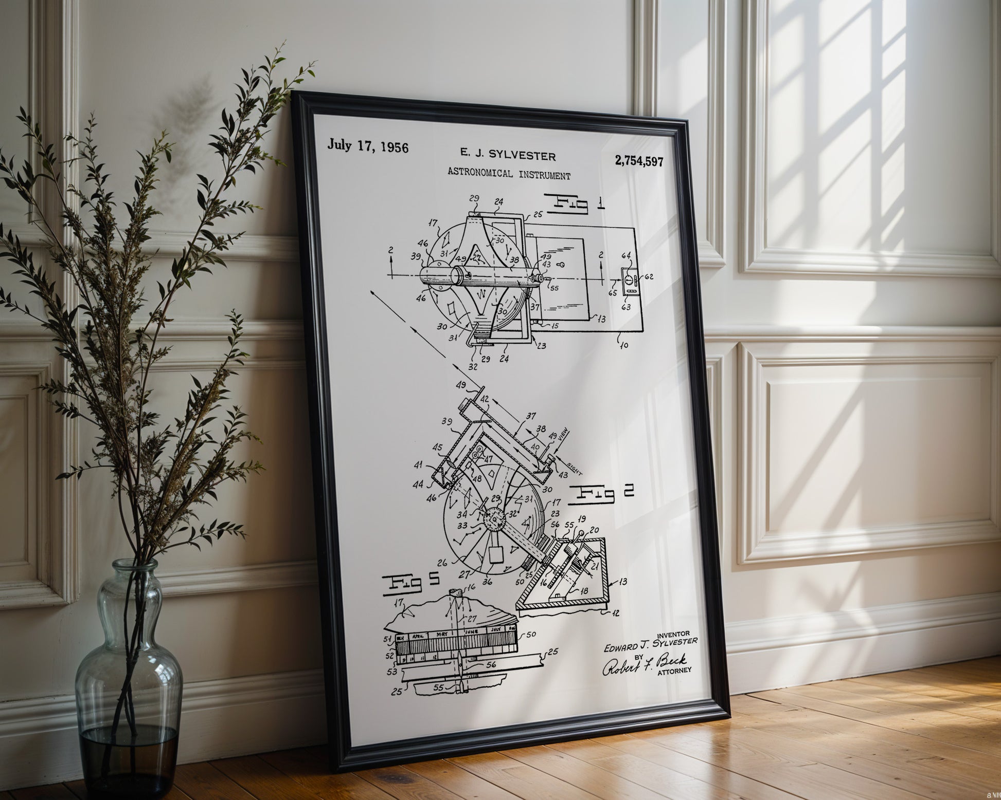 Astronomical Instrument 1956 Patent Poster - GroovyGrove