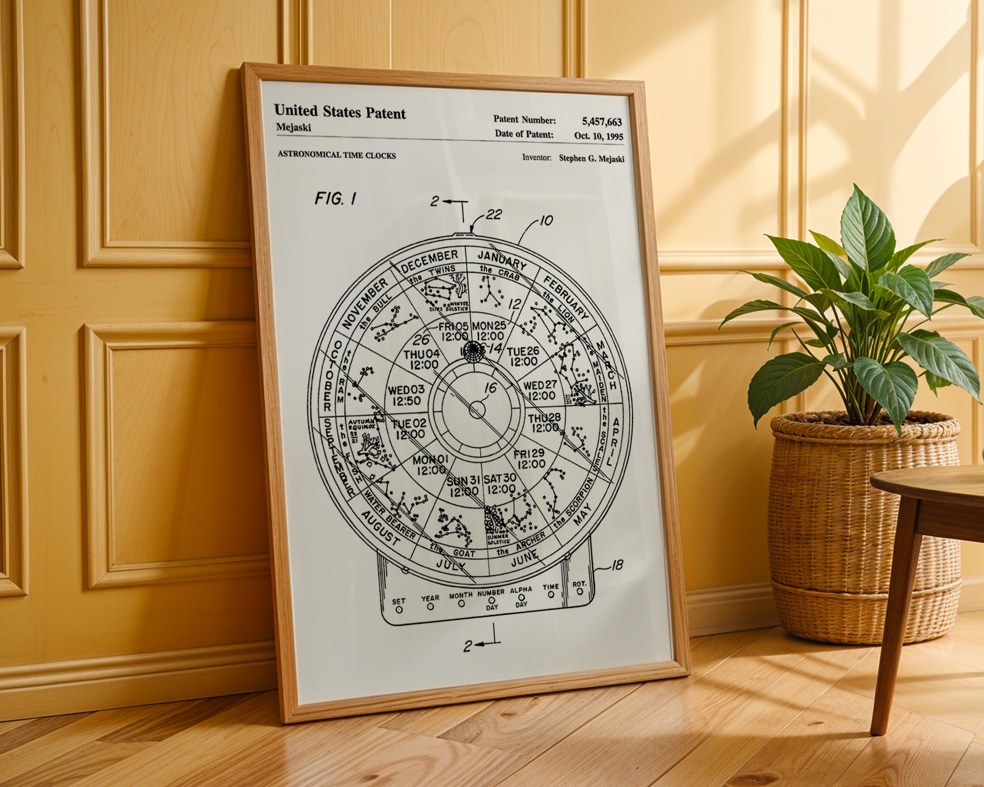 Astronomical Time Clock 1995 Patent Poster - GroovyGrove