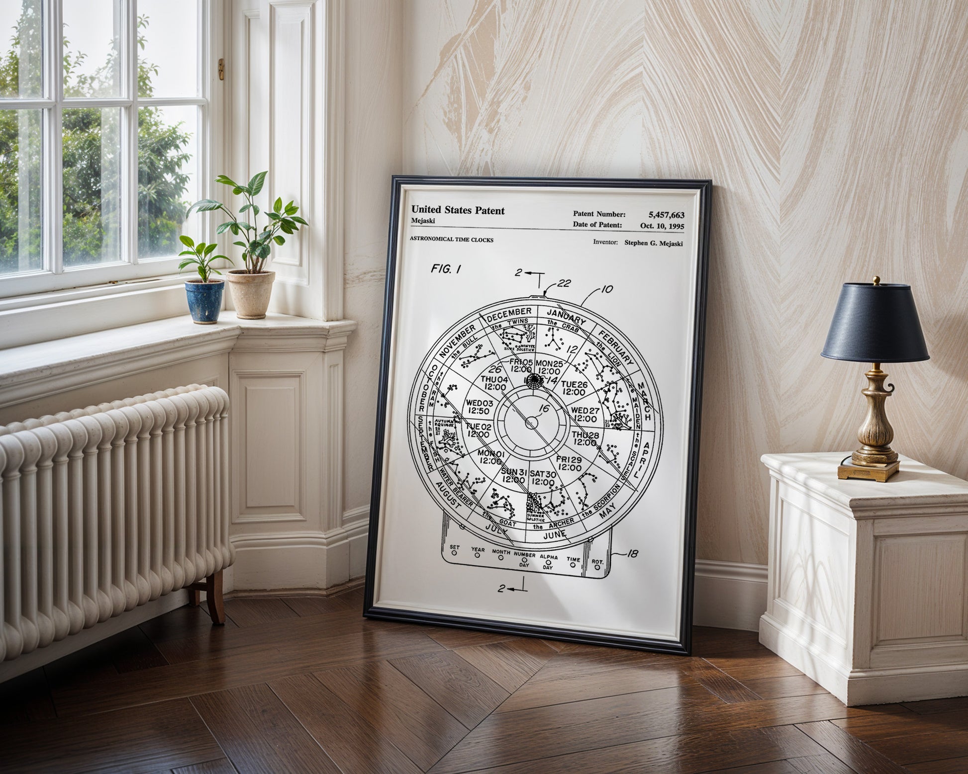 Astronomical Time Clock 1995 Patent Poster - GroovyGrove