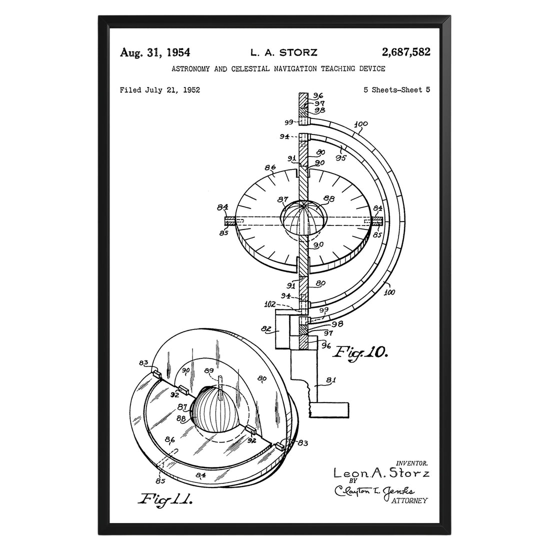 Astronomy Navigation Device 1952 Patent Poster - GroovyGrove