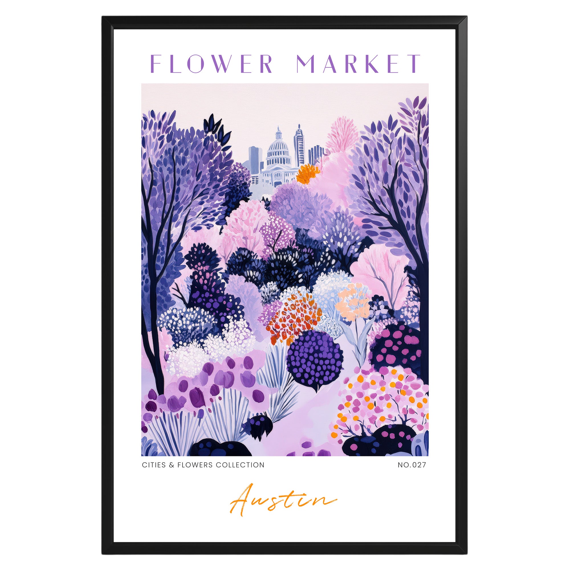 Austin Texas Flower Market Poster - GroovyGrove