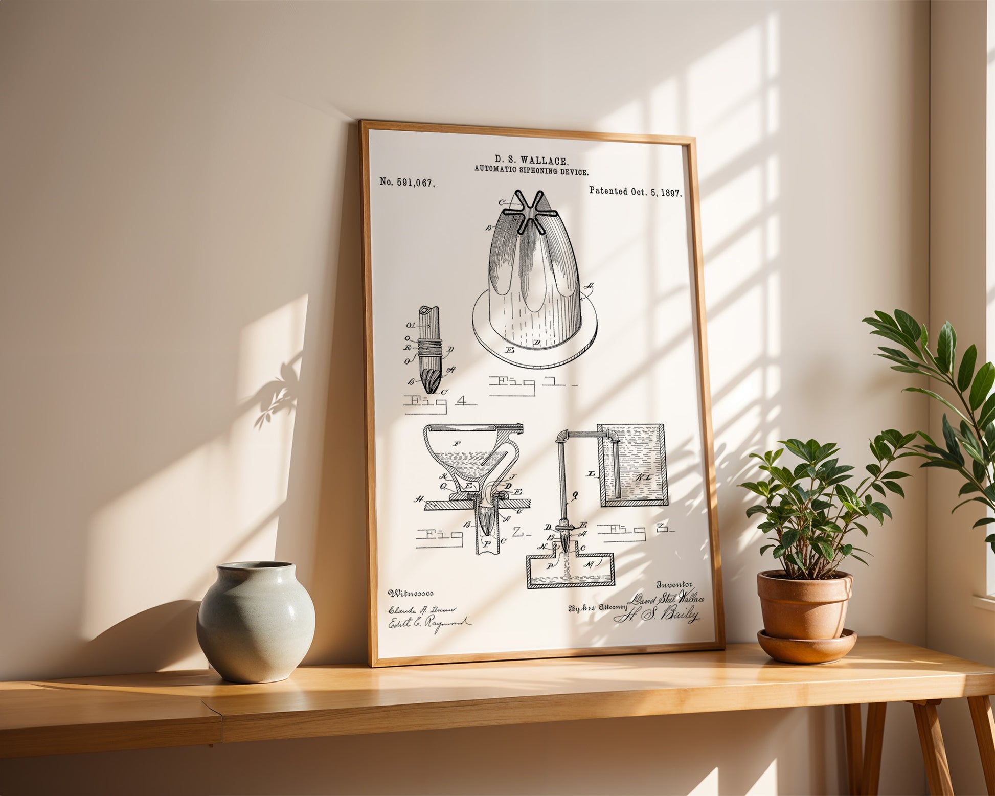 Automatic Siphoning Device 1897 Patent Poster - GroovyGrove