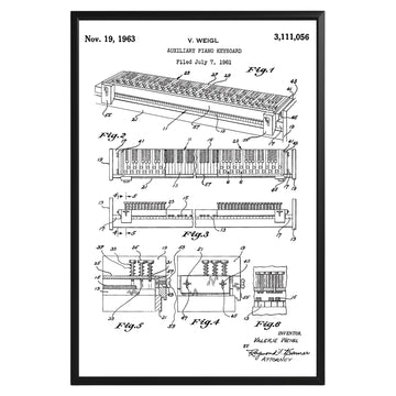 Auxiliary Piano Keyboard 1963 Patent Poster - GroovyGrove