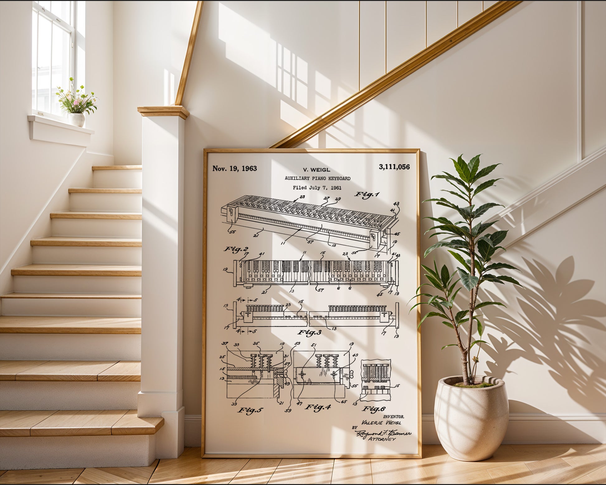 Auxiliary Piano Keyboard 1963 Patent Poster - GroovyGrove