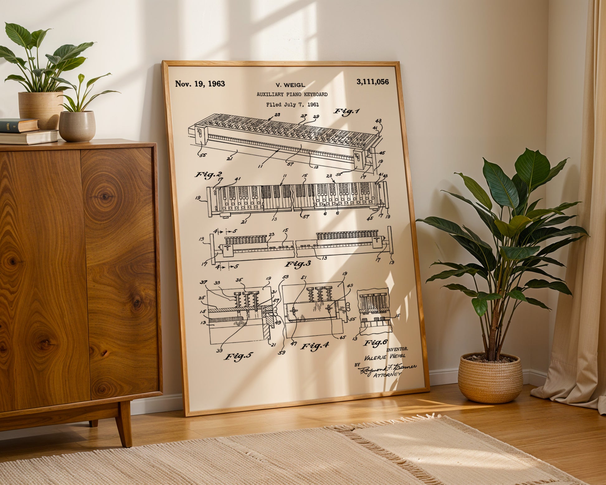 Auxiliary Piano Keyboard 1963 Patent Poster - GroovyGrove