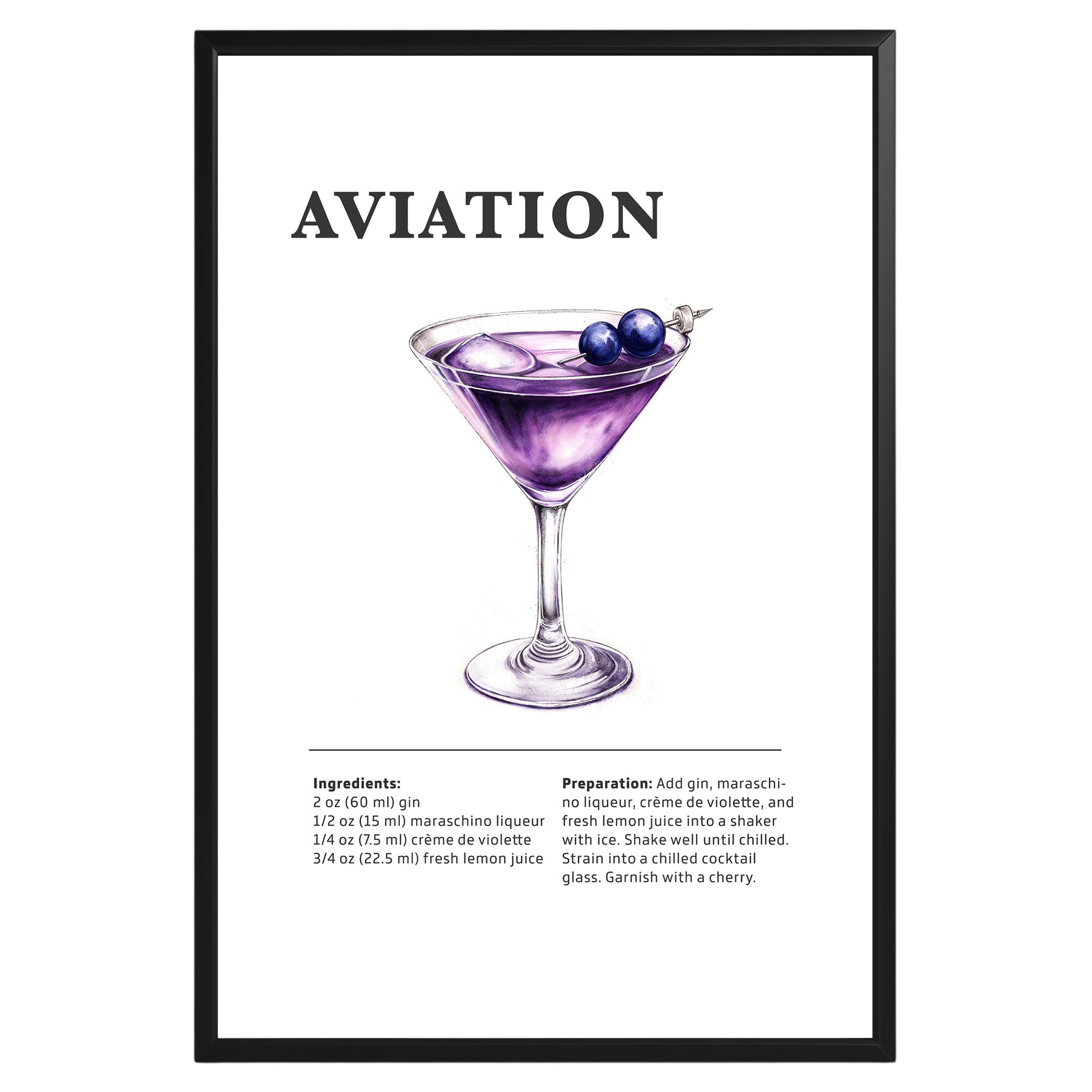 Aviation Cocktail Recipe Poster - GroovyGrove