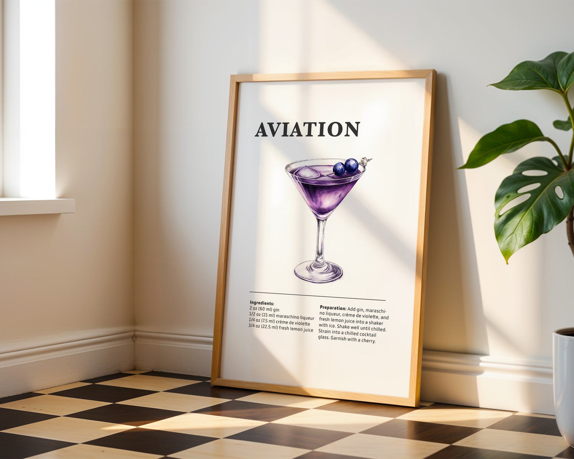 Aviation Cocktail Recipe Poster - GroovyGrove