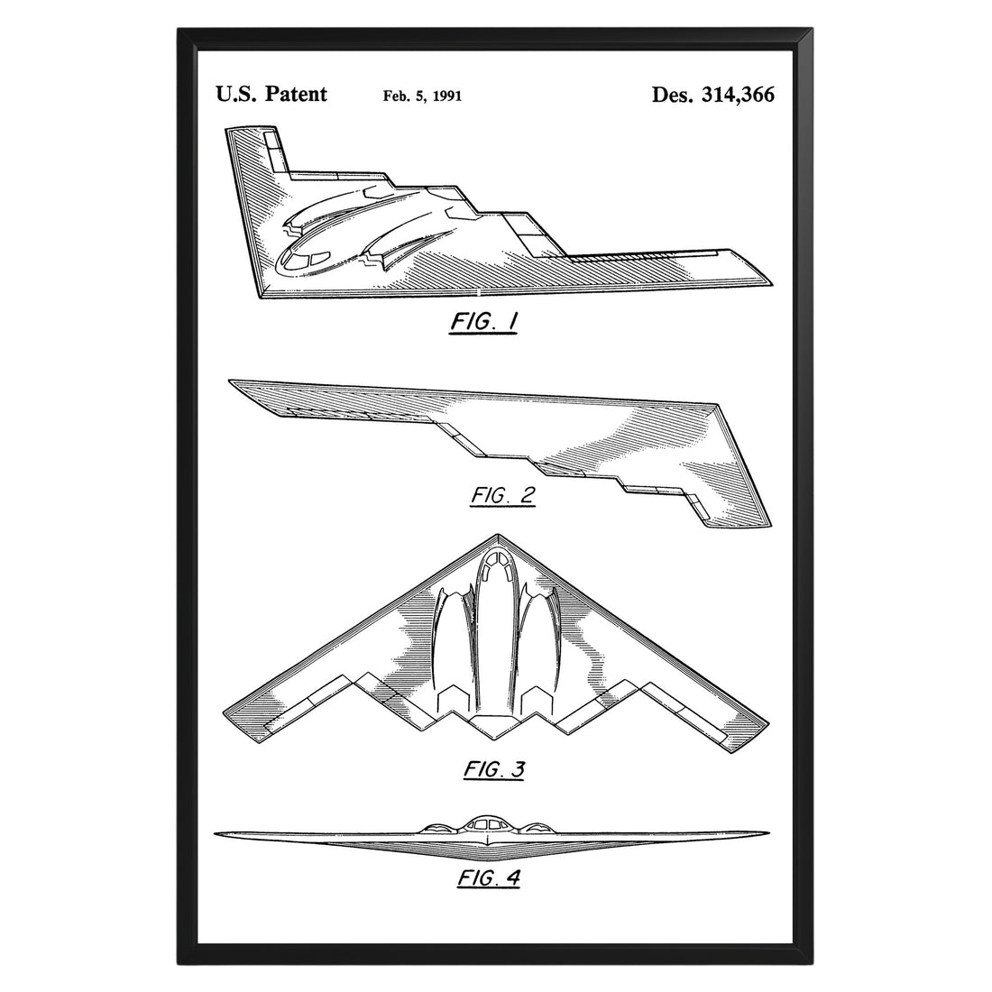 B2 Stealth Bomber 1991 Patent Poster - GroovyGrove