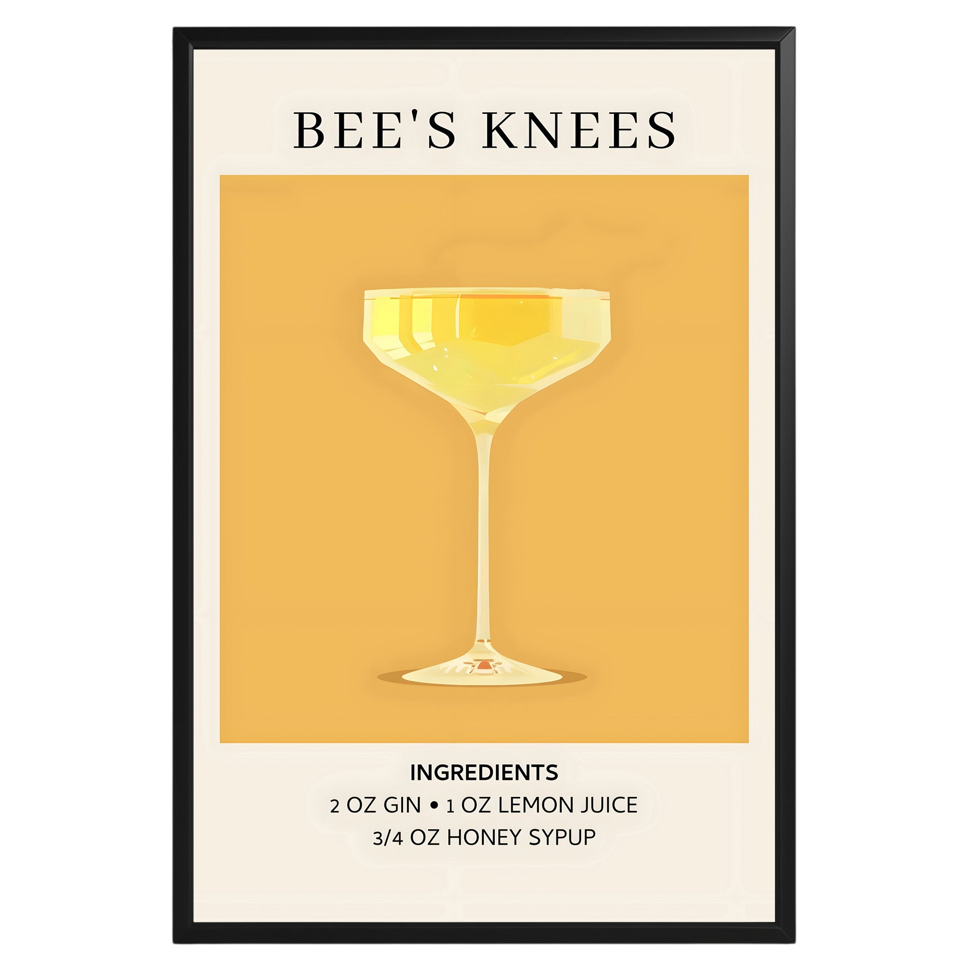 Bee's Knees Vintage Cocktail Poster - GroovyGrove