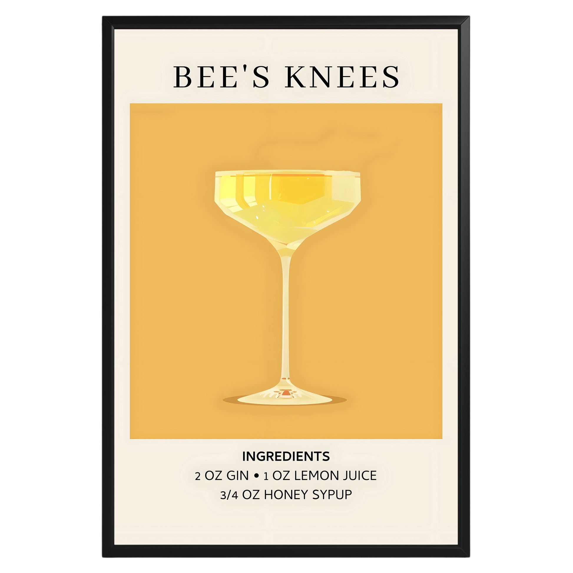 Bee's Knees Vintage Cocktail Poster - GroovyGrove