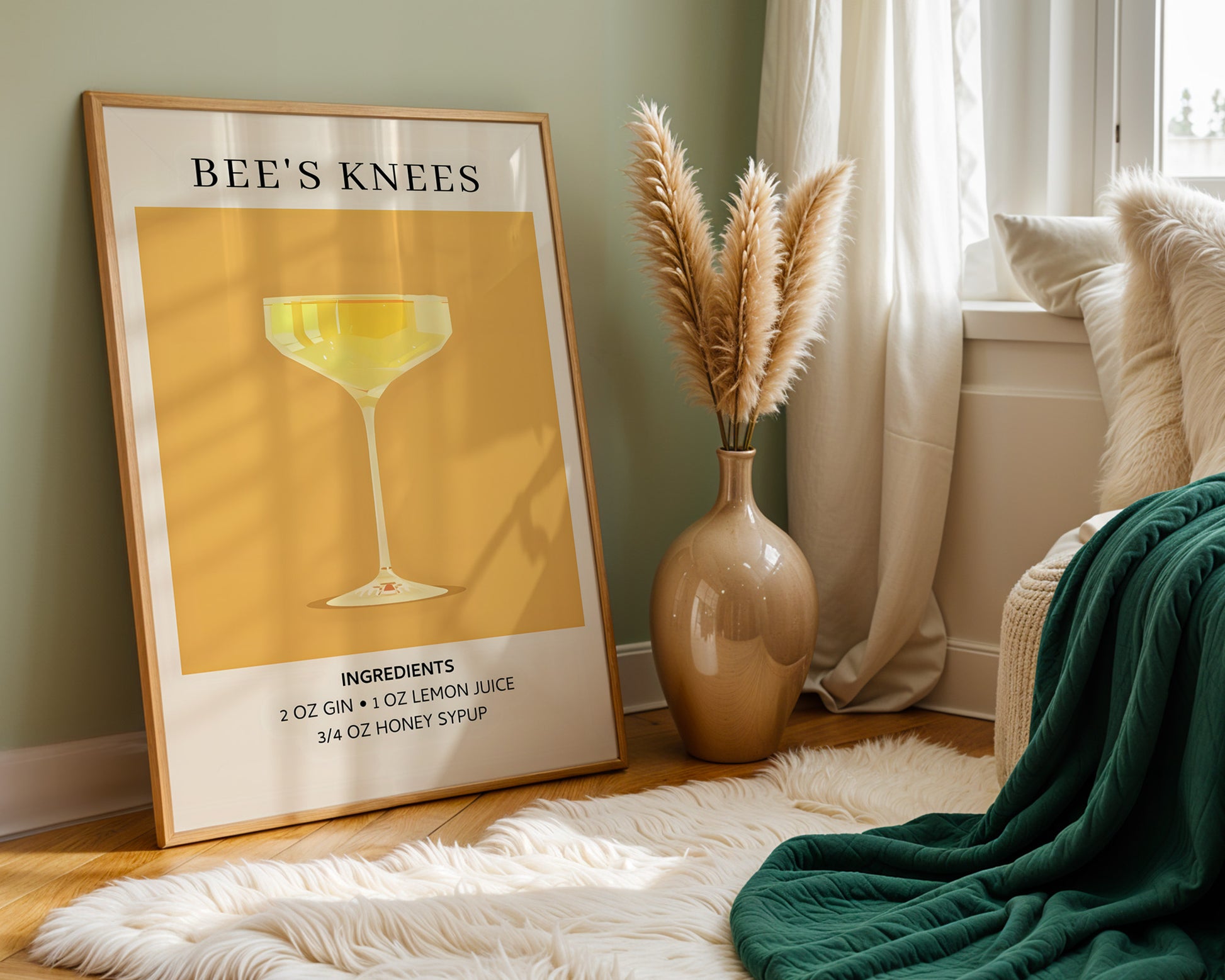 Bee's Knees Vintage Cocktail Poster - GroovyGrove