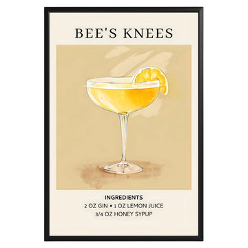 Bee's Knees Vintage Cocktail Poster - GroovyGrove