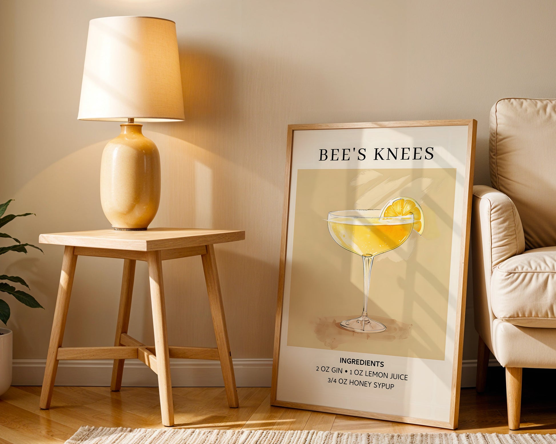 Bee's Knees Vintage Cocktail Poster - GroovyGrove