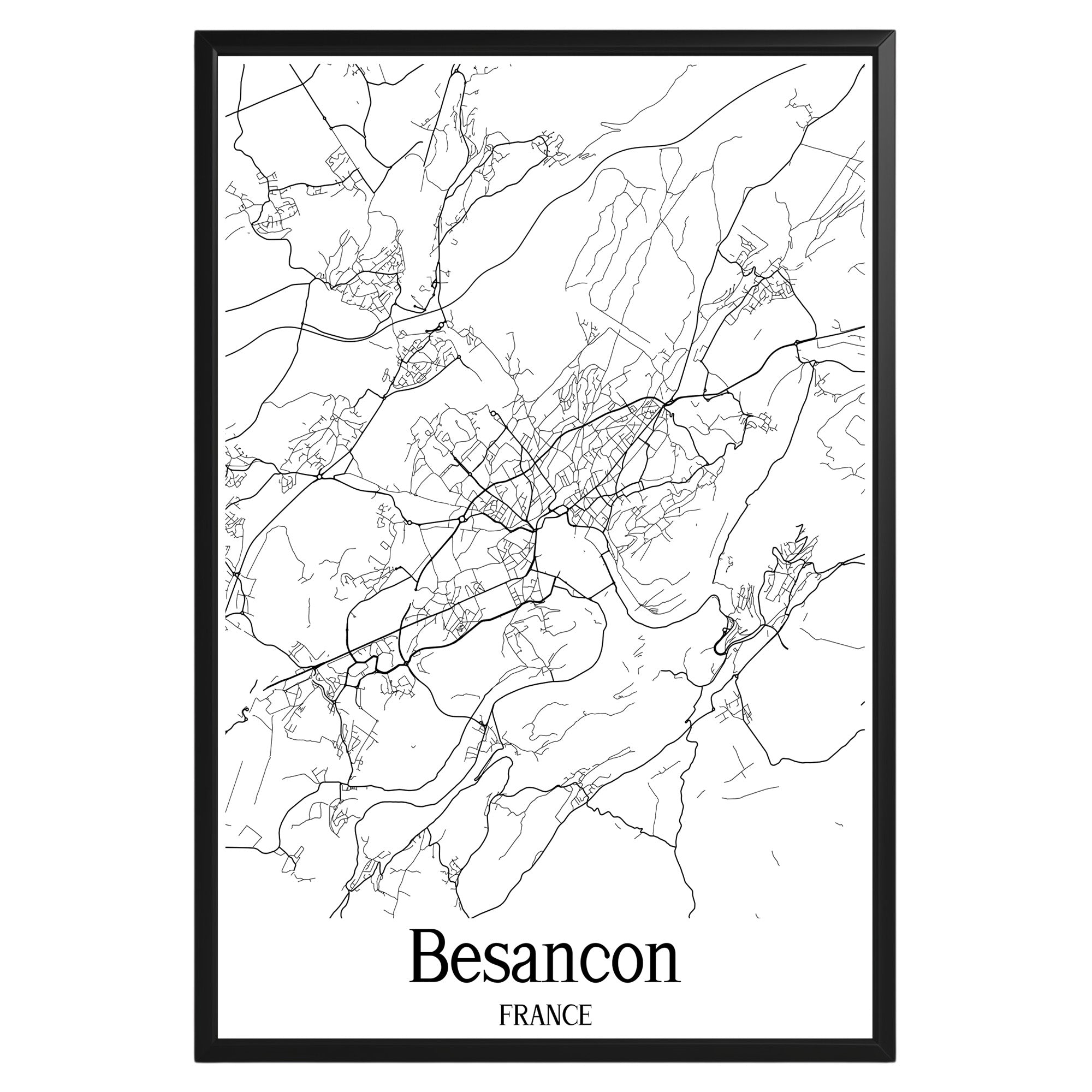 Besancon France City Map Poster - GroovyGrove