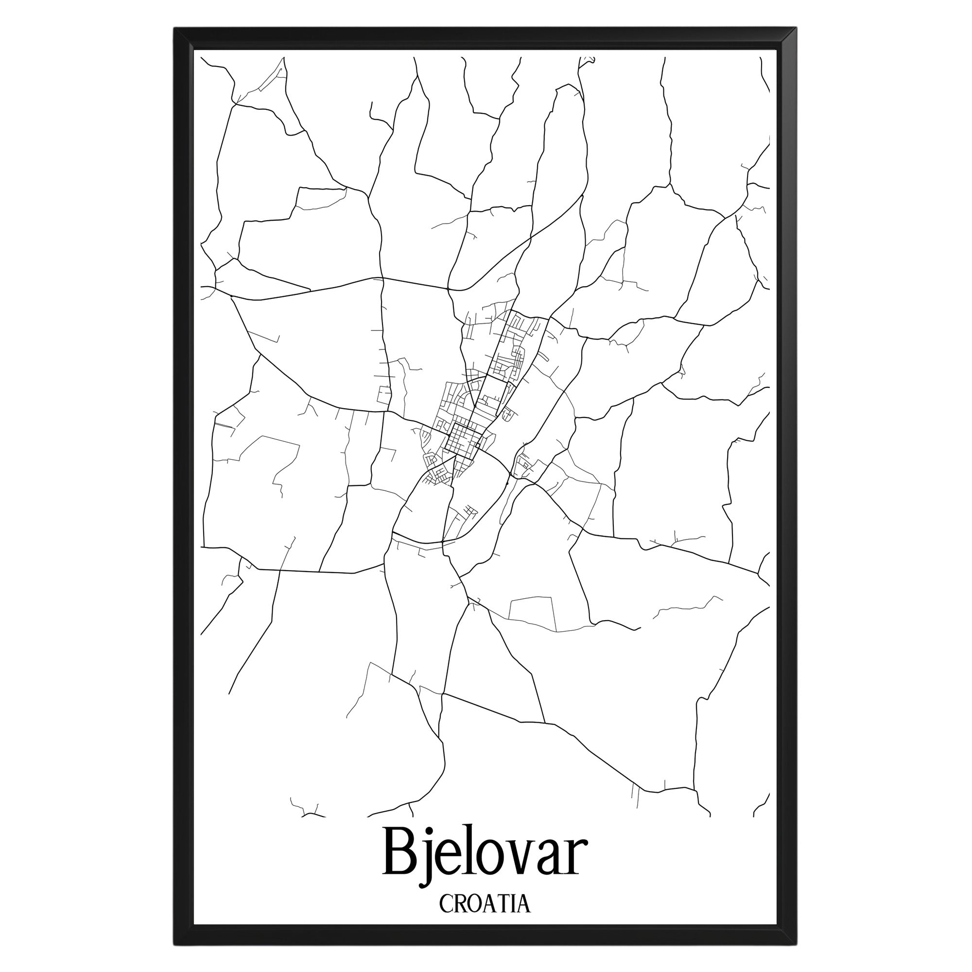 Bjelovar Croatia City Map Poster - GroovyGrove