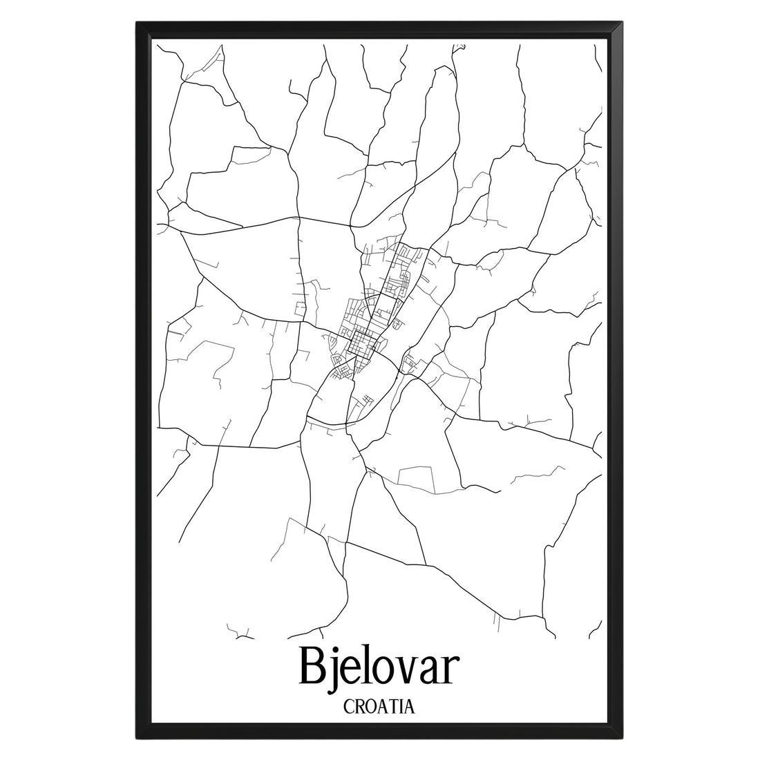 Bjelovar Croatia City Map Poster - GroovyGrove