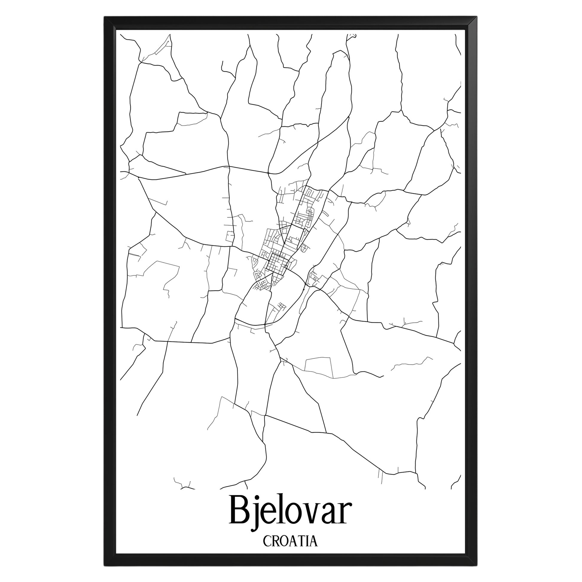 Bjelovar Croatia City Map Poster - GroovyGrove