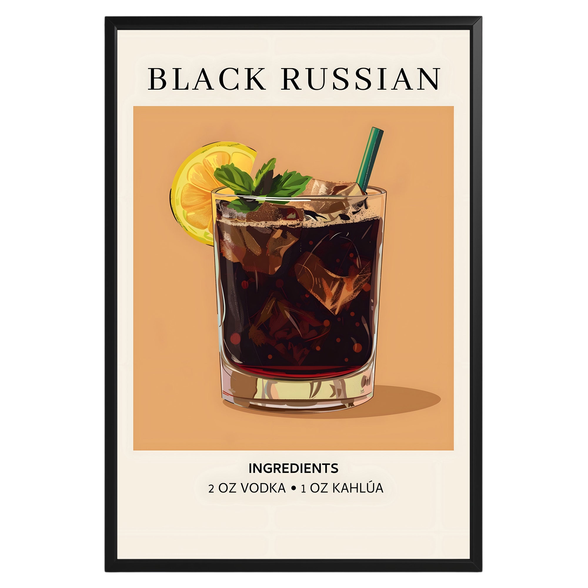 Black Russian Vintage Cocktail Poster - GroovyGrove