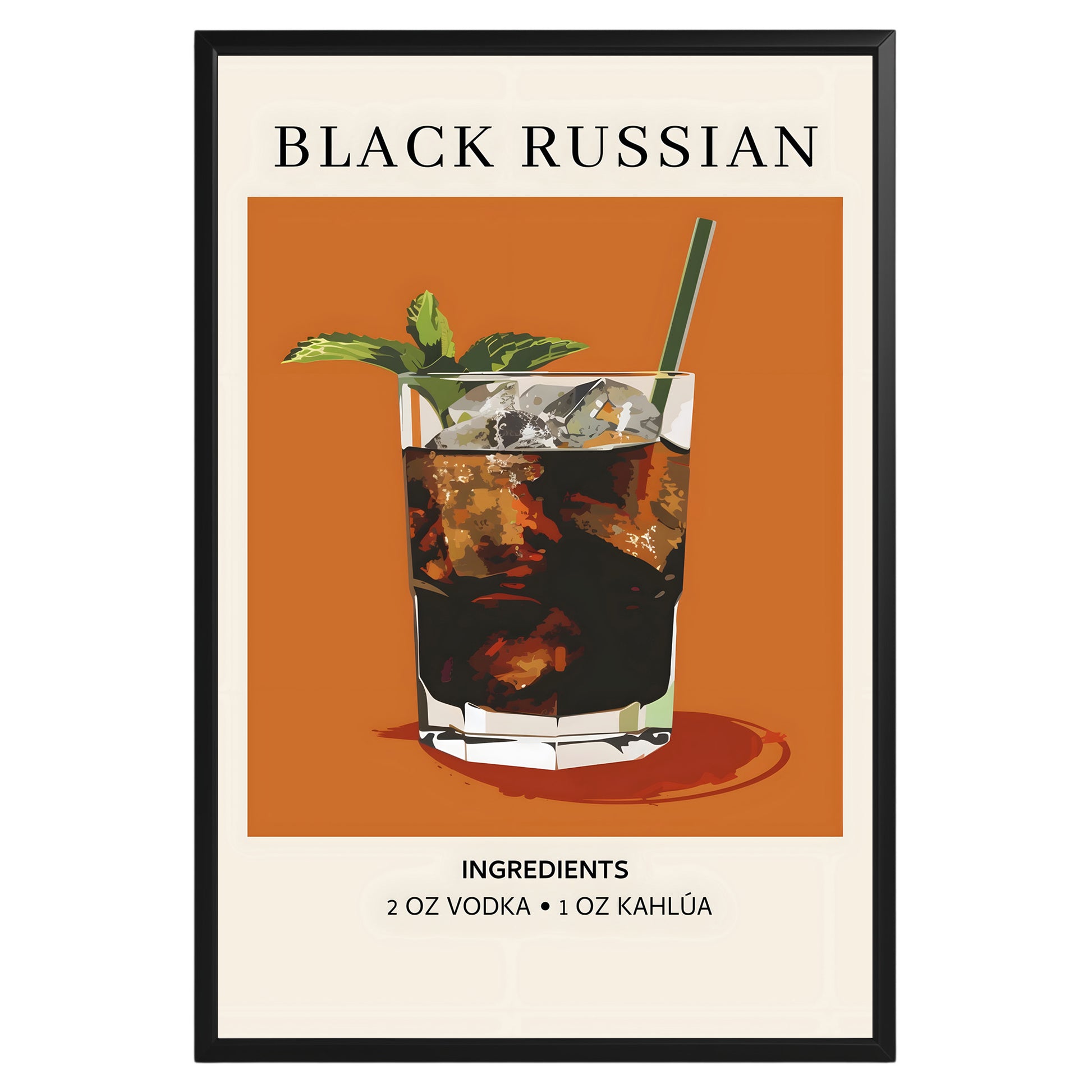 Black Russian Vintage Cocktail Poster - GroovyGrove