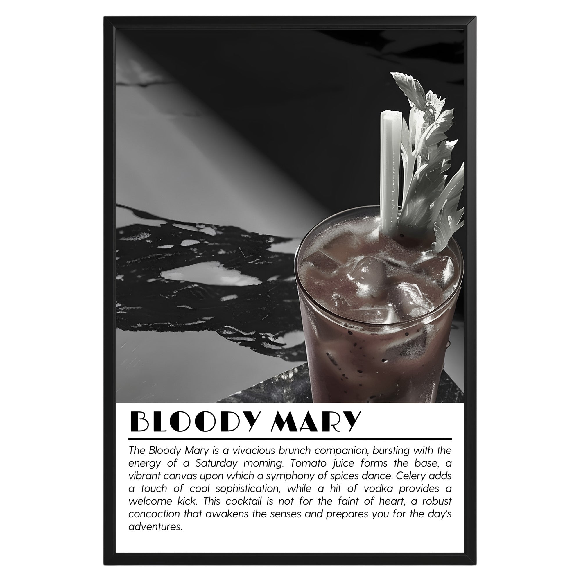 Bloody Mary Cocktail Black and White Poster - GroovyGrove