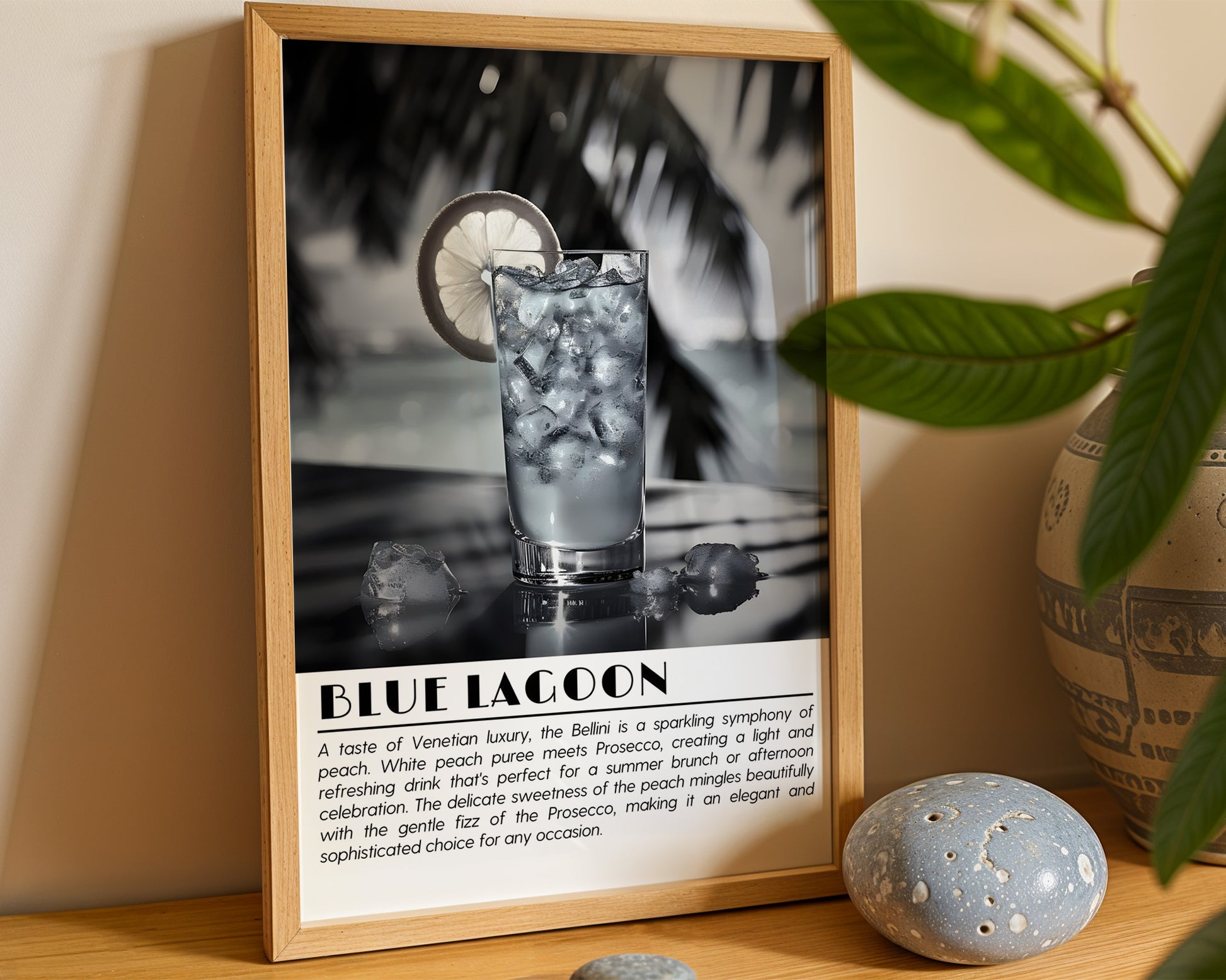 Blue Lagoon Cocktail Black and White Poster - GroovyGrove