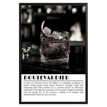 Boulevardier Cocktail Black and White Poster - GroovyGrove