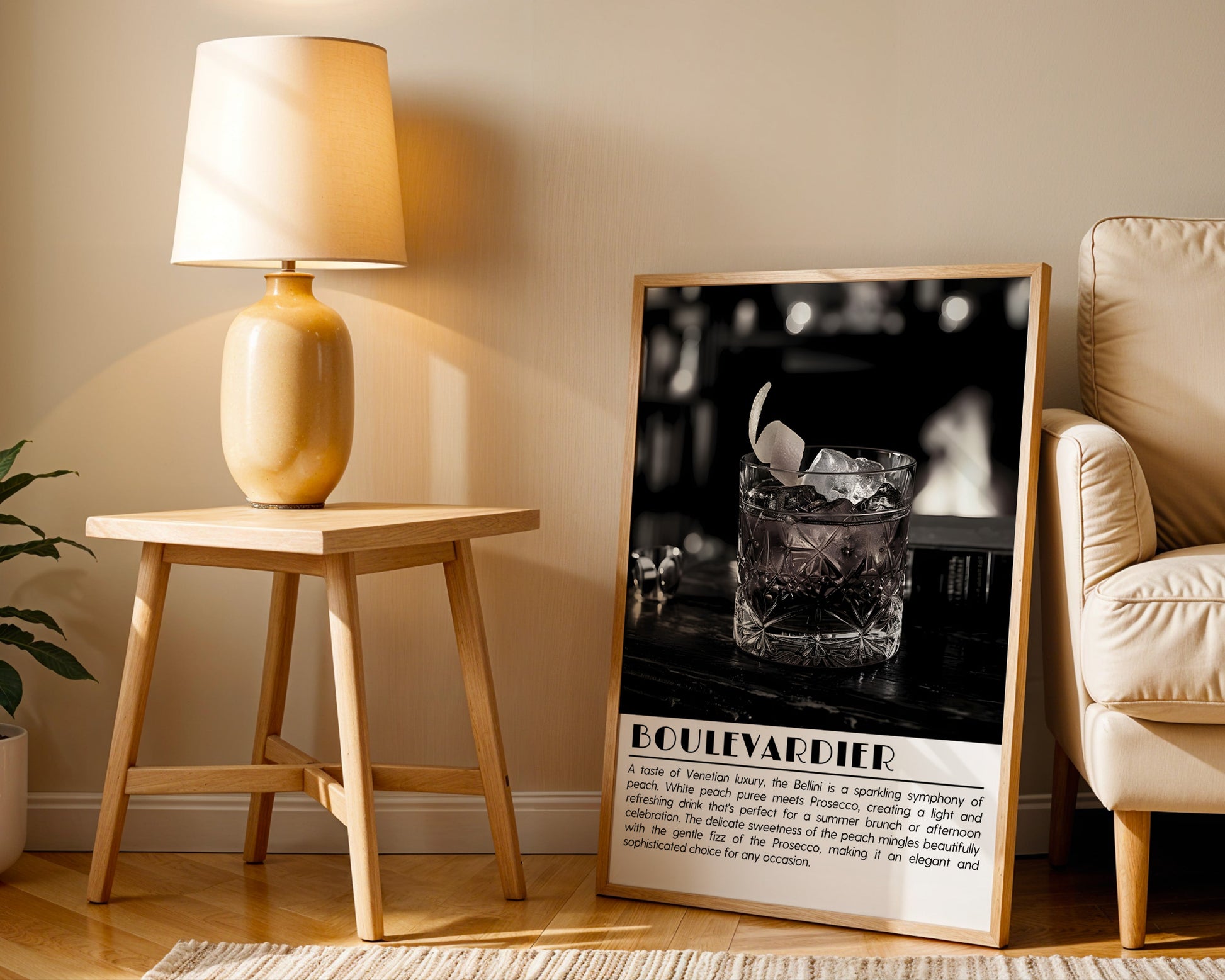 Boulevardier Cocktail Black and White Poster - GroovyGrove