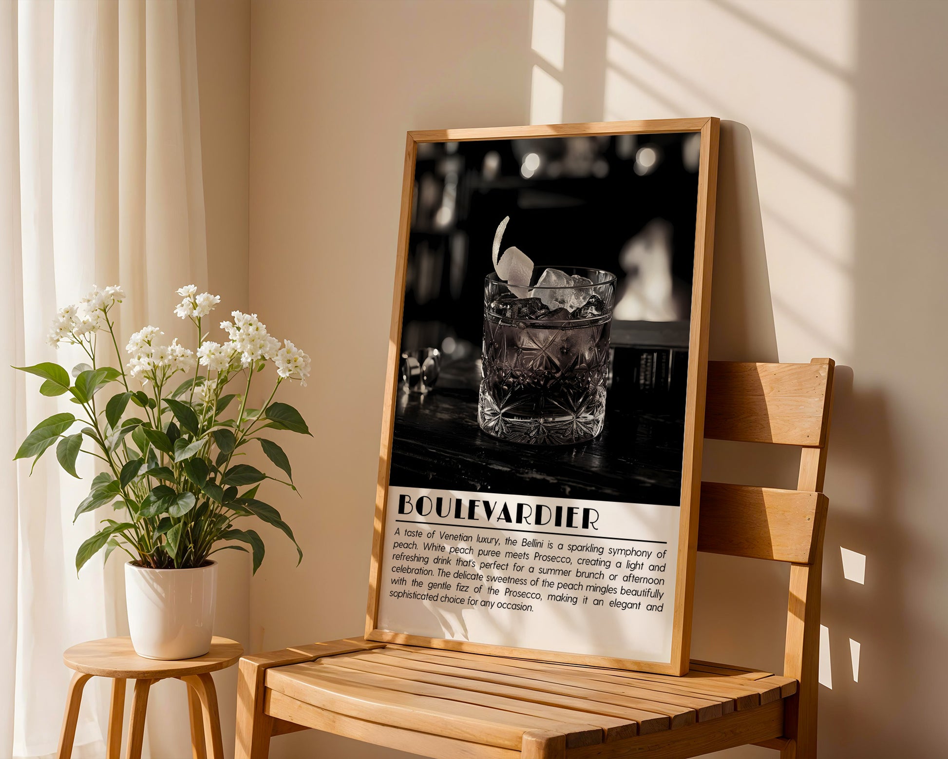 Boulevardier Cocktail Black and White Poster - GroovyGrove